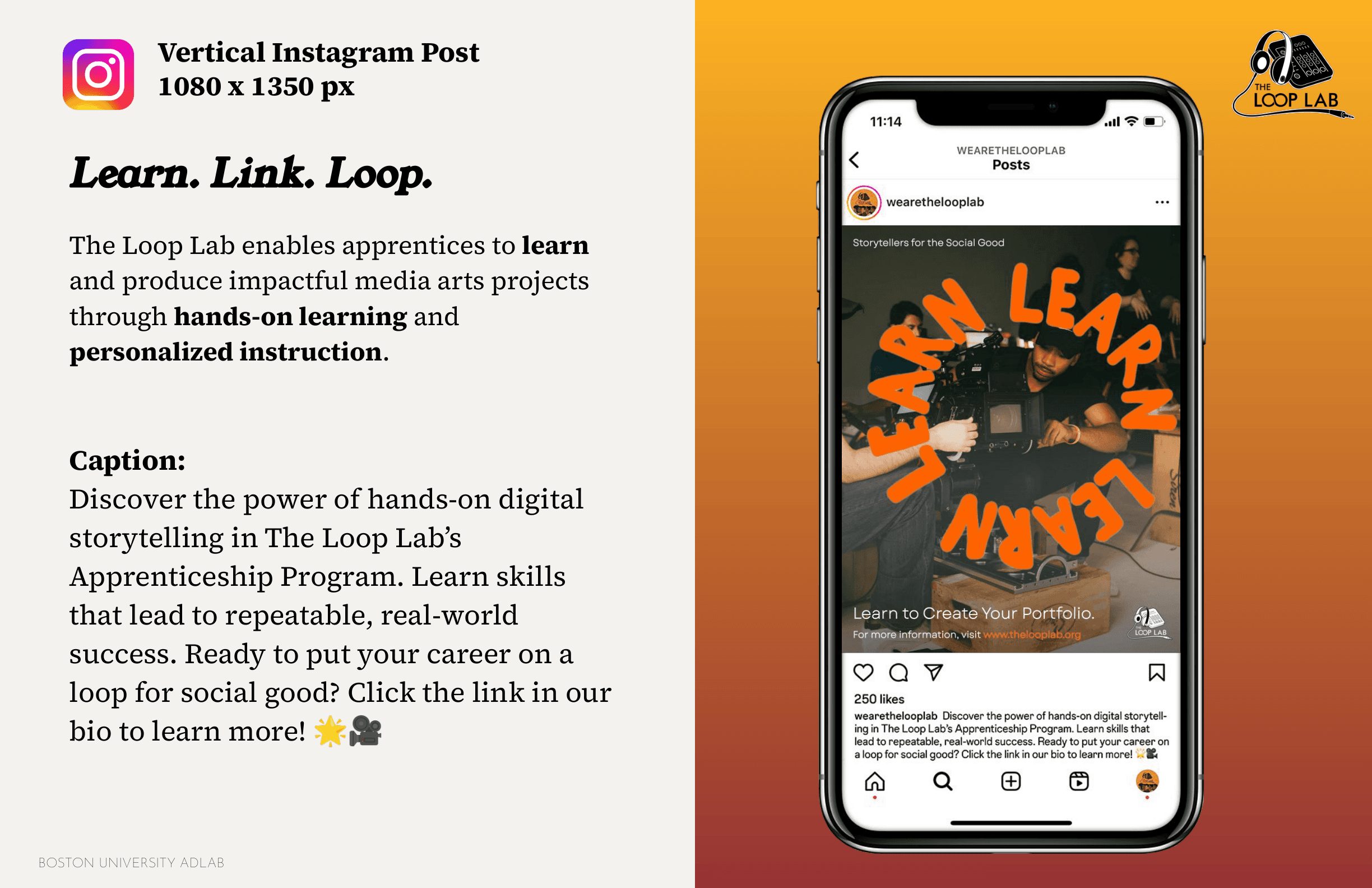 The Loop Lab LEARN Instagram campaign design