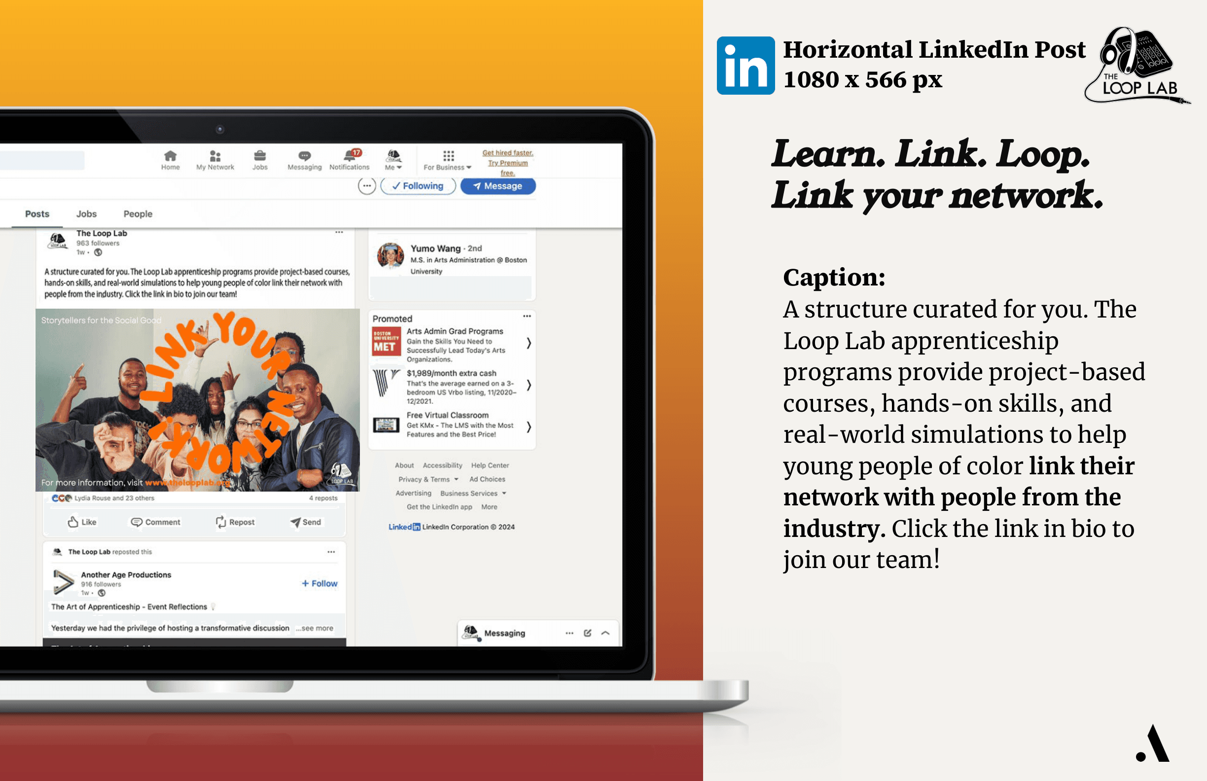 The Loop Lab LinkedIn campaign: LINK YOUR NETWORK.