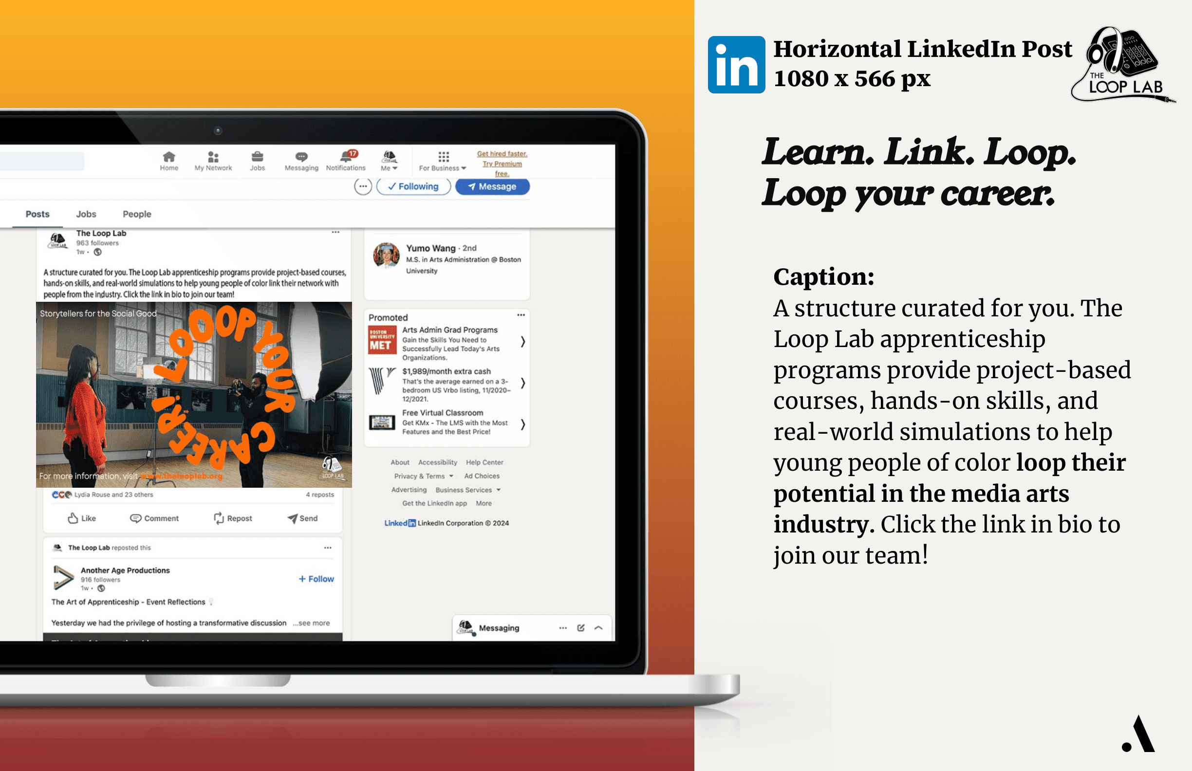 The Loop Lab LinkedIn campaign: LOOP YOUR CAREER.